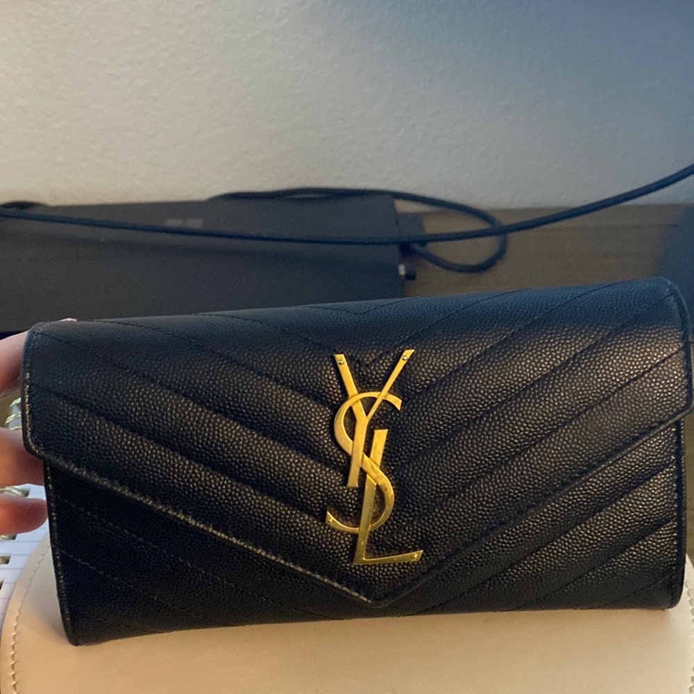 Black with gold detail YSL wallet